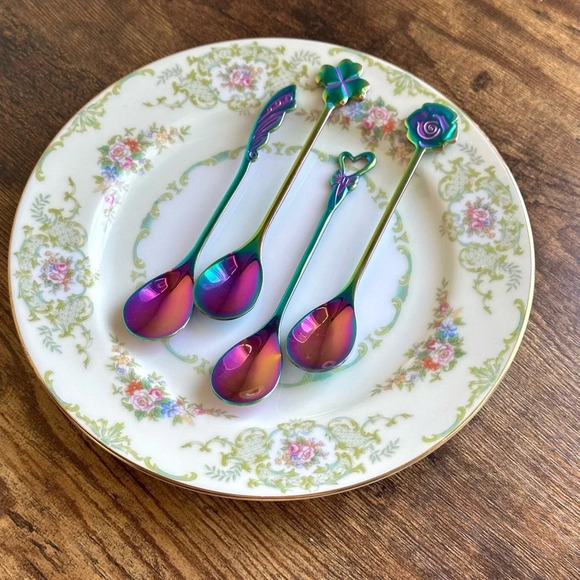Rainbow Demitasse Spoons - Coffee/Dessert Spoon Set - Picture 10 of 12